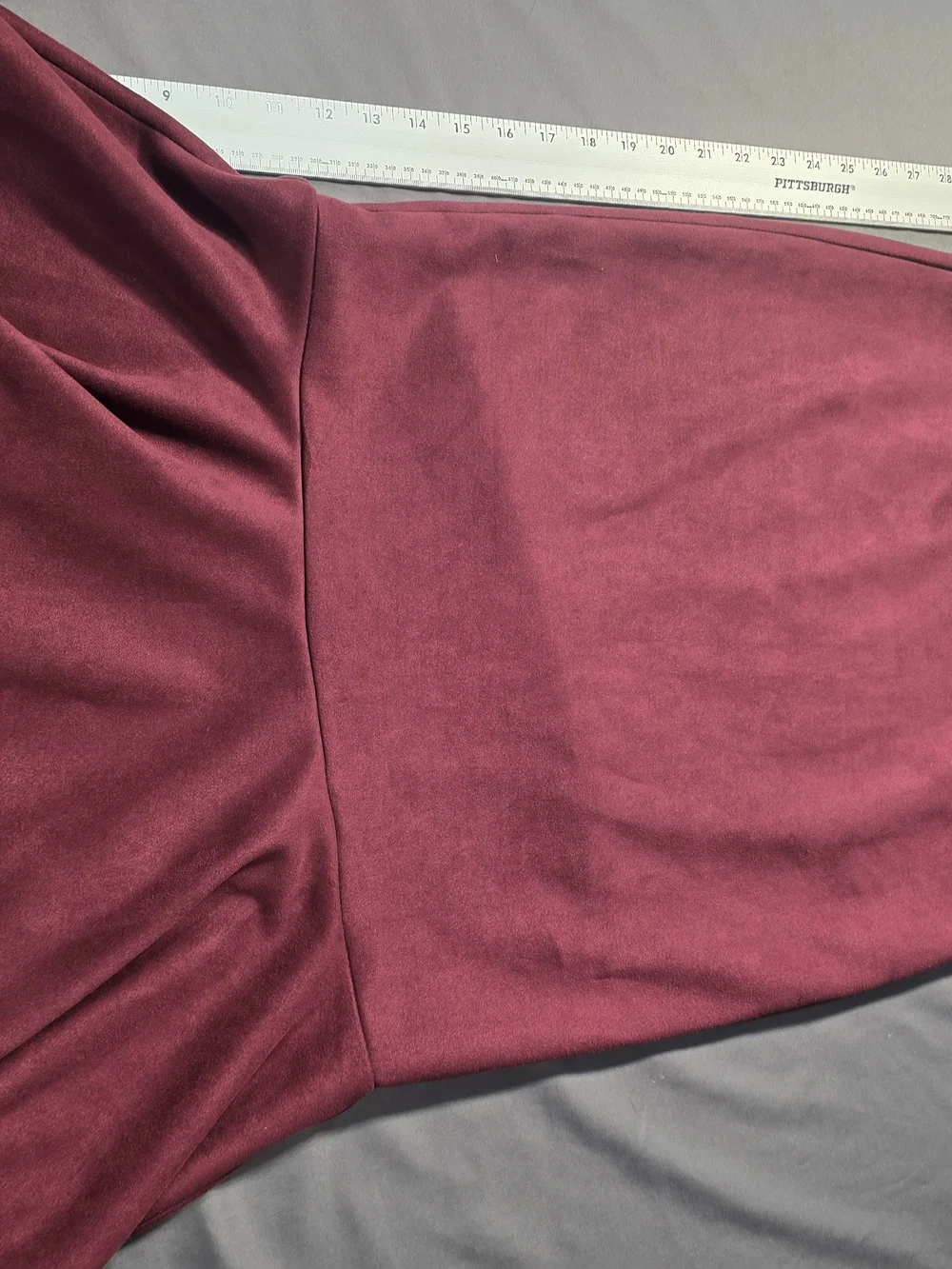 Messini Women's Burgundy Mermaid Flare Skirt – Size Med– Soft Stretch Faux Suade